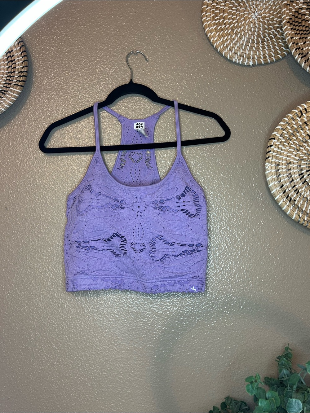 JoyLab Lavender Lace Racerback Cropped Bralette